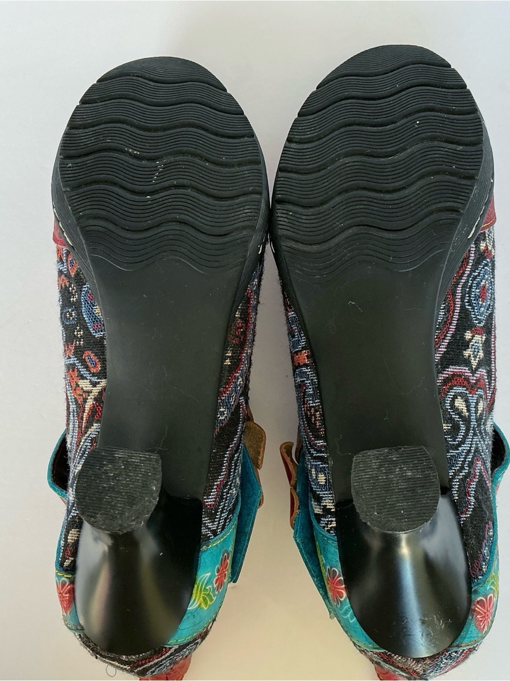 Socofy Floral Leather & Tapestry Ankle Bootie Pumps EU Size 41/US 10 - Picture 10 of 14